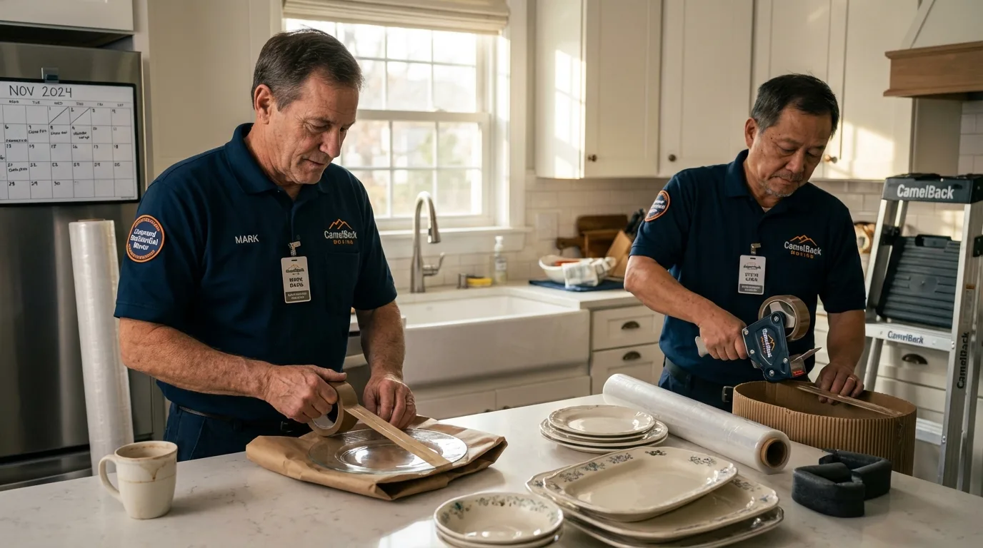Professional crew packing kitchen dishware in Rigby, ID
